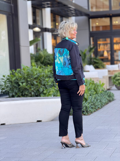 AQUA MARINE LINEN DESIGNER JACKET