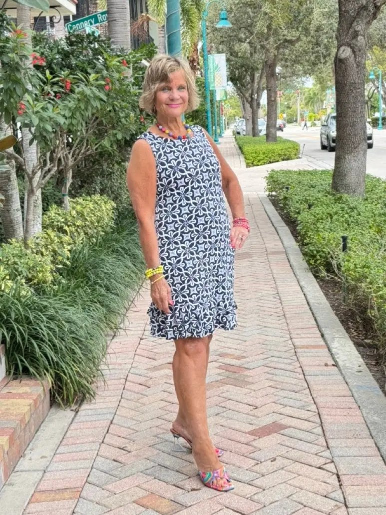 LULU-B BRIGHTEN BLUE SHIFT RUFFLE DRESS