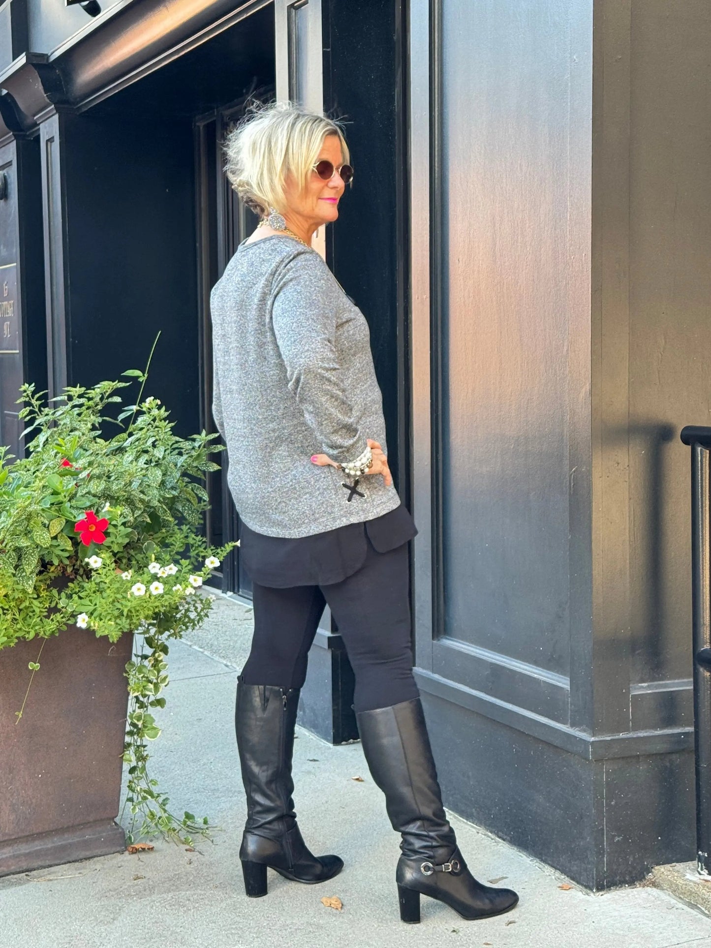 Crisscross Tunic with Sheer Hem