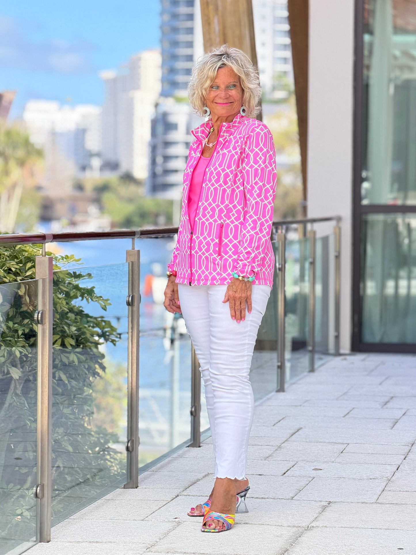 LULU B PALM BEACH LATTICE FULL ZIPPER