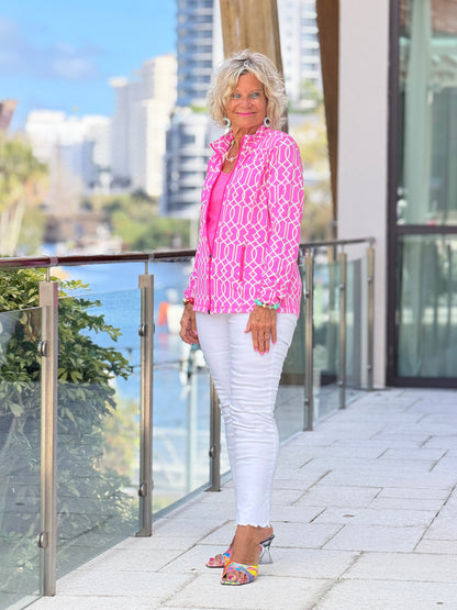LULU B PALM BEACH LATTICE FULL ZIPPER