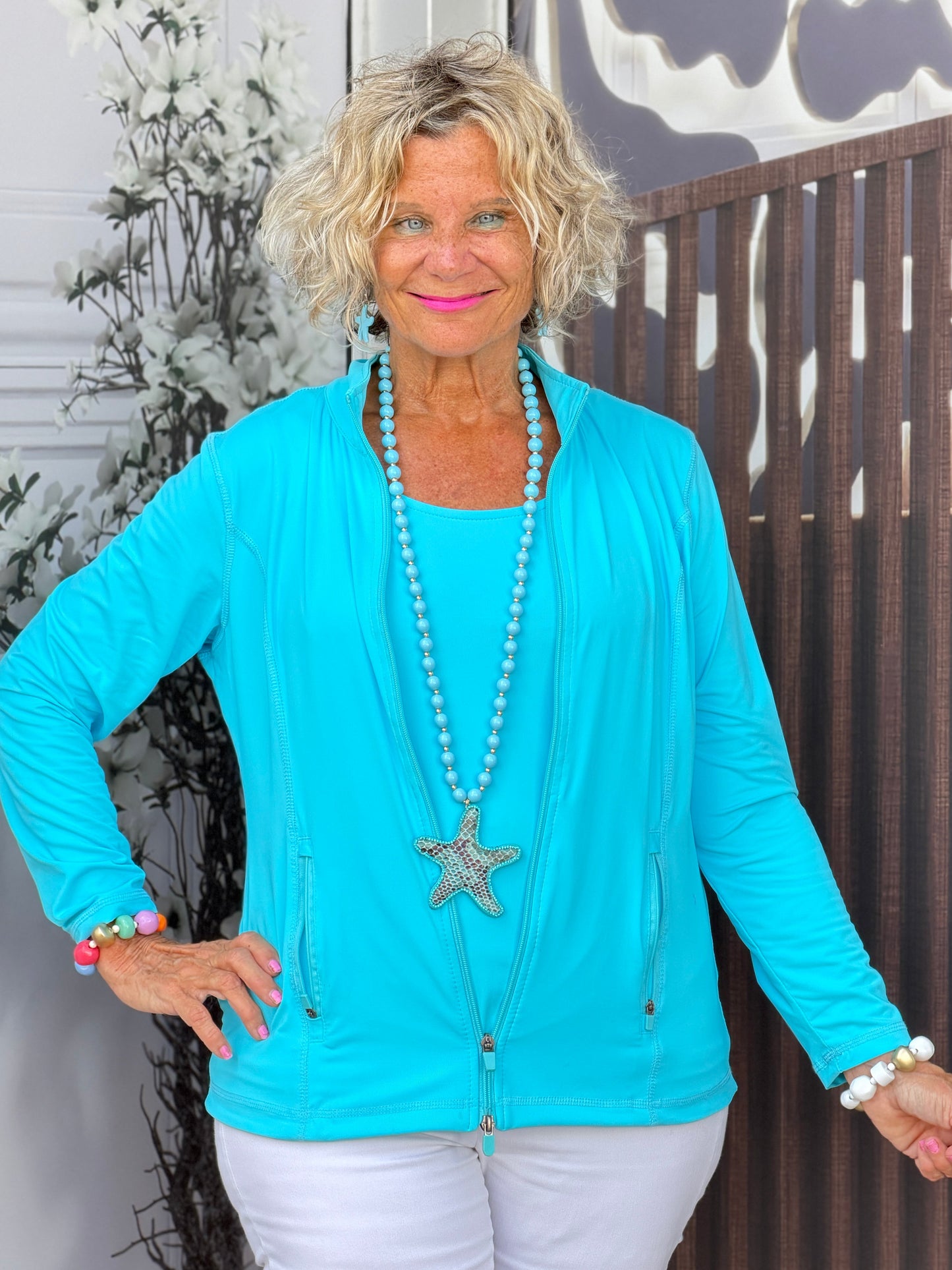 Long Turquoise Starfish Necklace Set