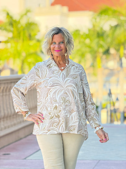 Ethyl Casual Collar V-Neck Blouse - Passport