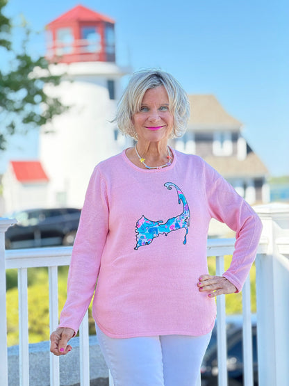 BEACH CLUB PINK CAPE COD MAP SWEATER