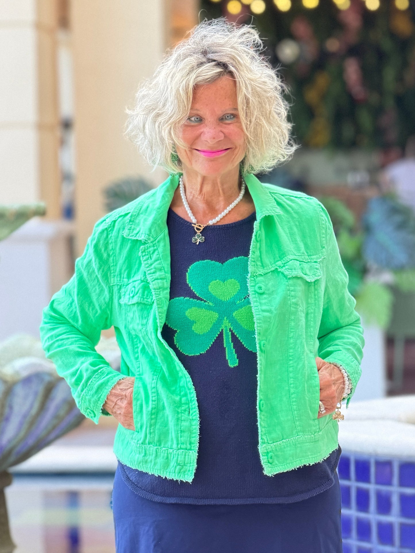 LULU B KELLY GREEN LINEN JACKET