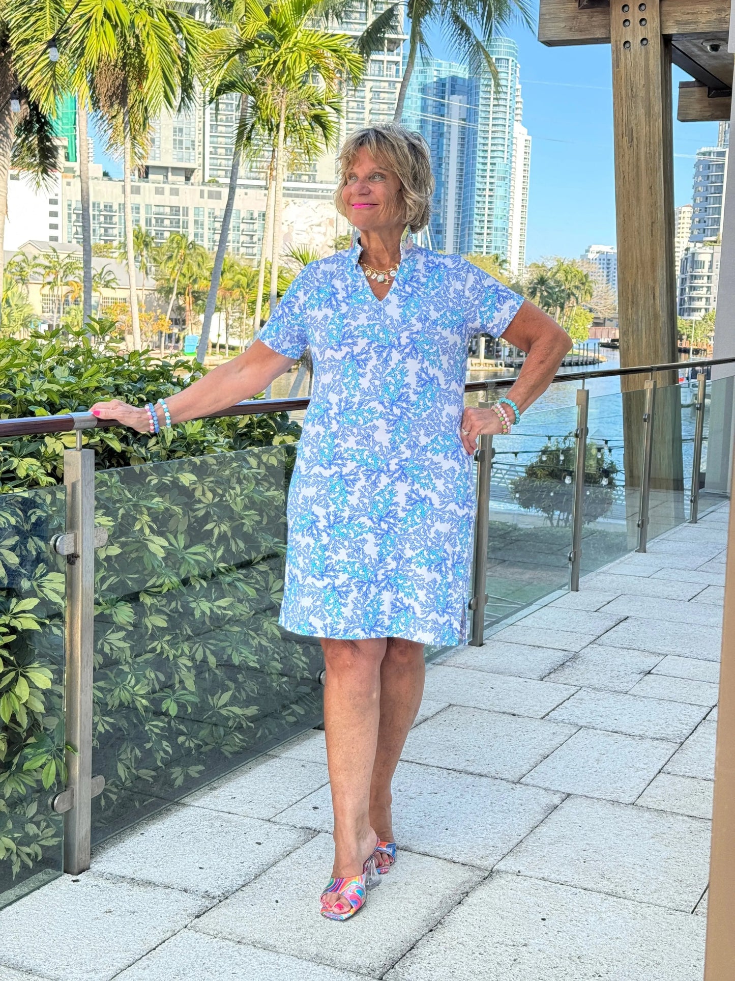 LULU B CORAL BREEZE SHORT SLEEVE DRESS