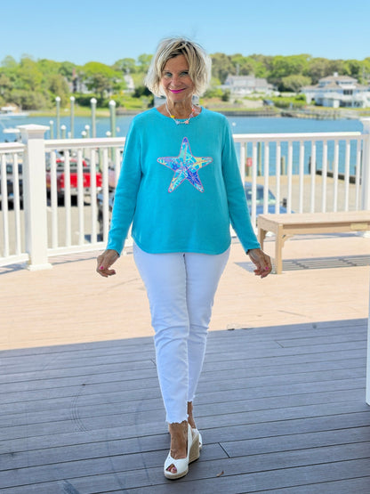 BEACH  CLUB AQUA STARFISH SWEATER