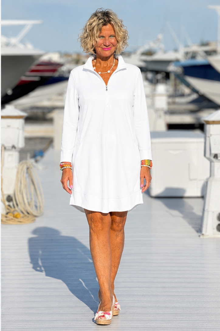 LULU B WHITE TEXTERED SCUBA DRESS