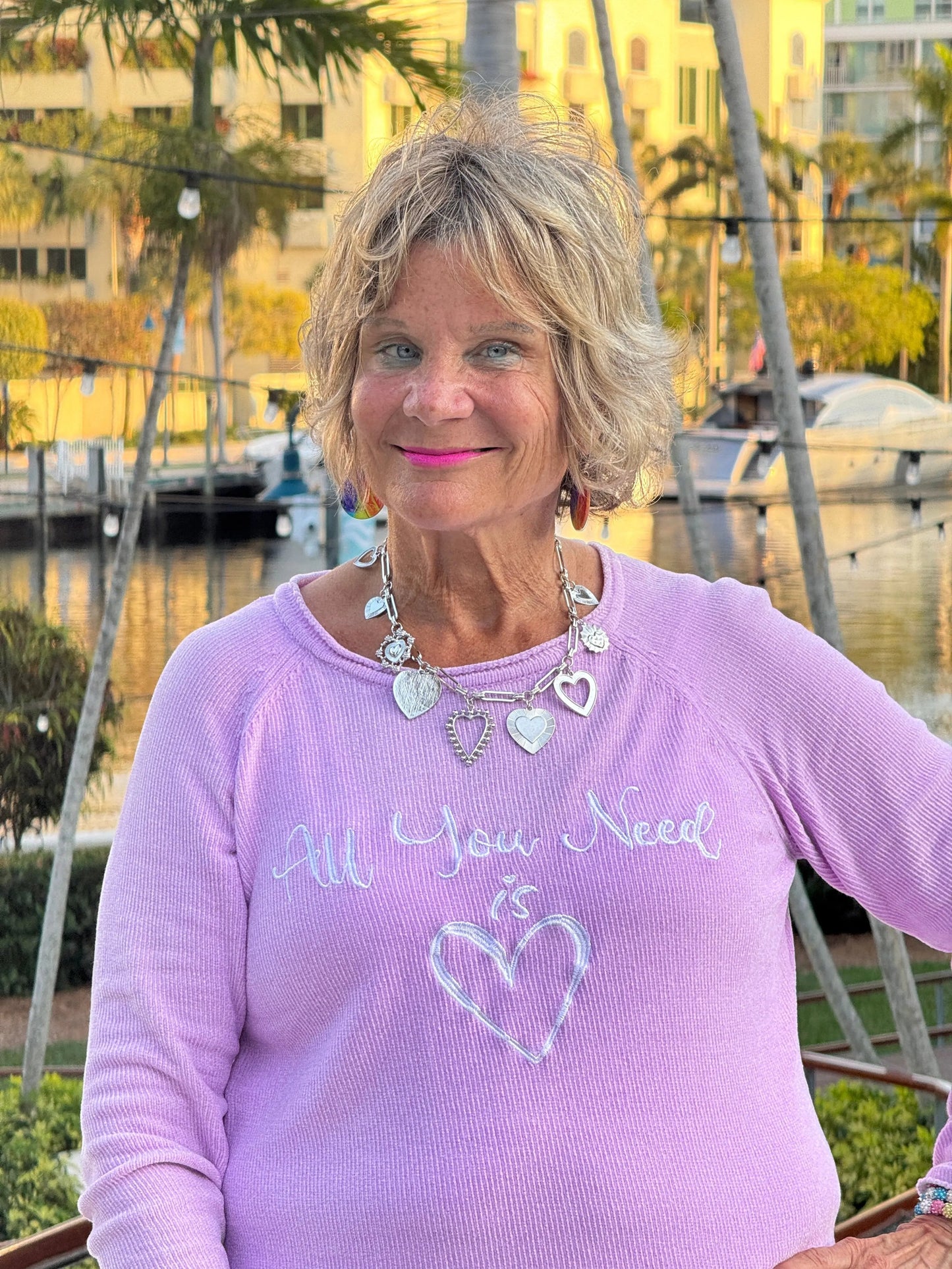 LULU-B LILAC ALL YOU NEED CREW NECK SWEATER