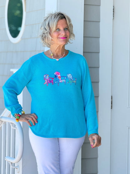 BEACH CLUB AQUA ADIRONDACK SWEATER
