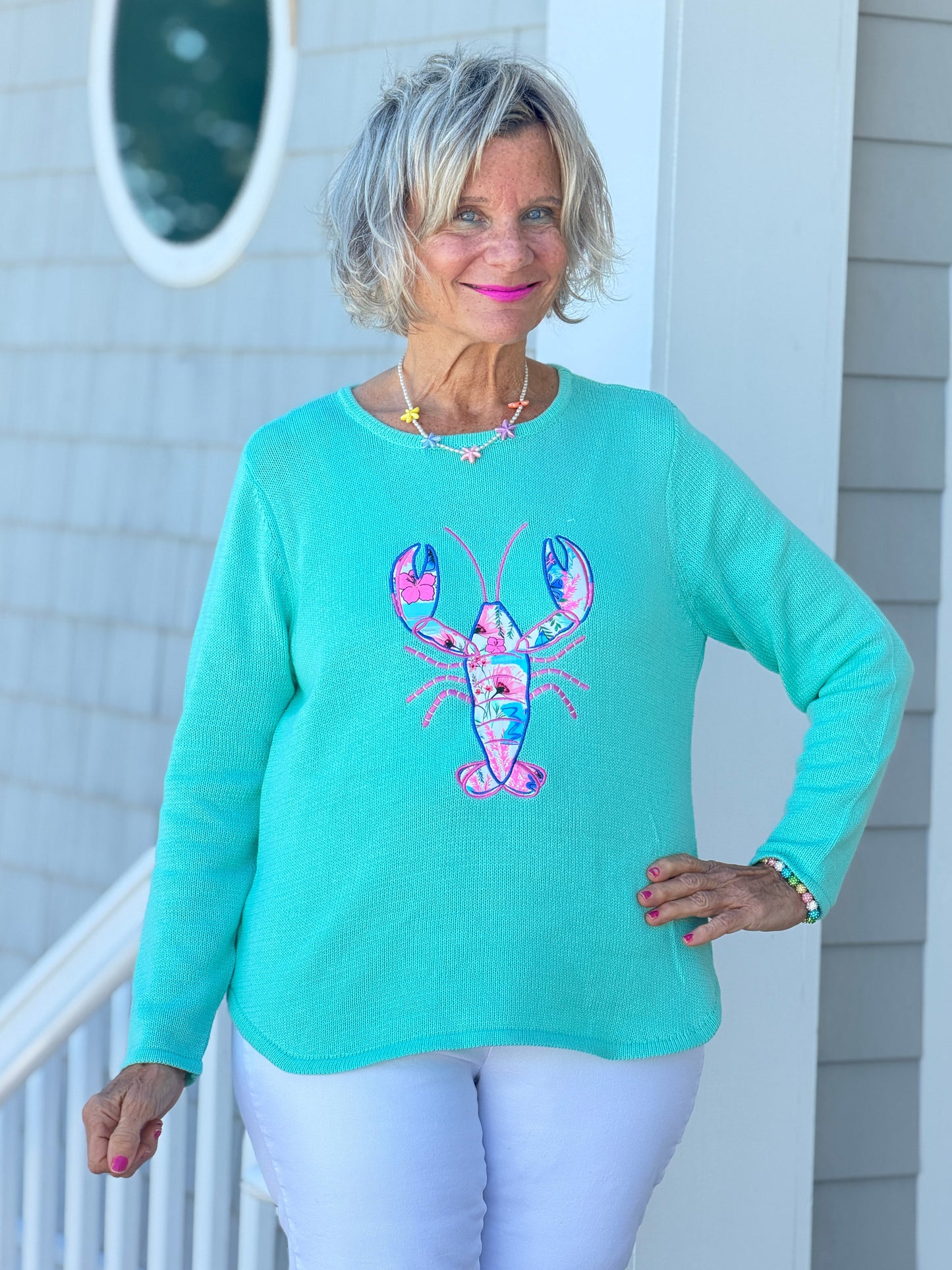 BEACH CLUB SEAFOAM LOBSTER SWEATER