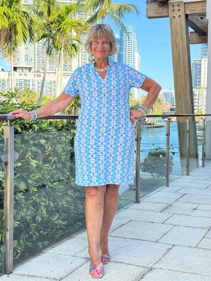 LULU B COASTAL BLOOM SHORT SLEEVE DRESS