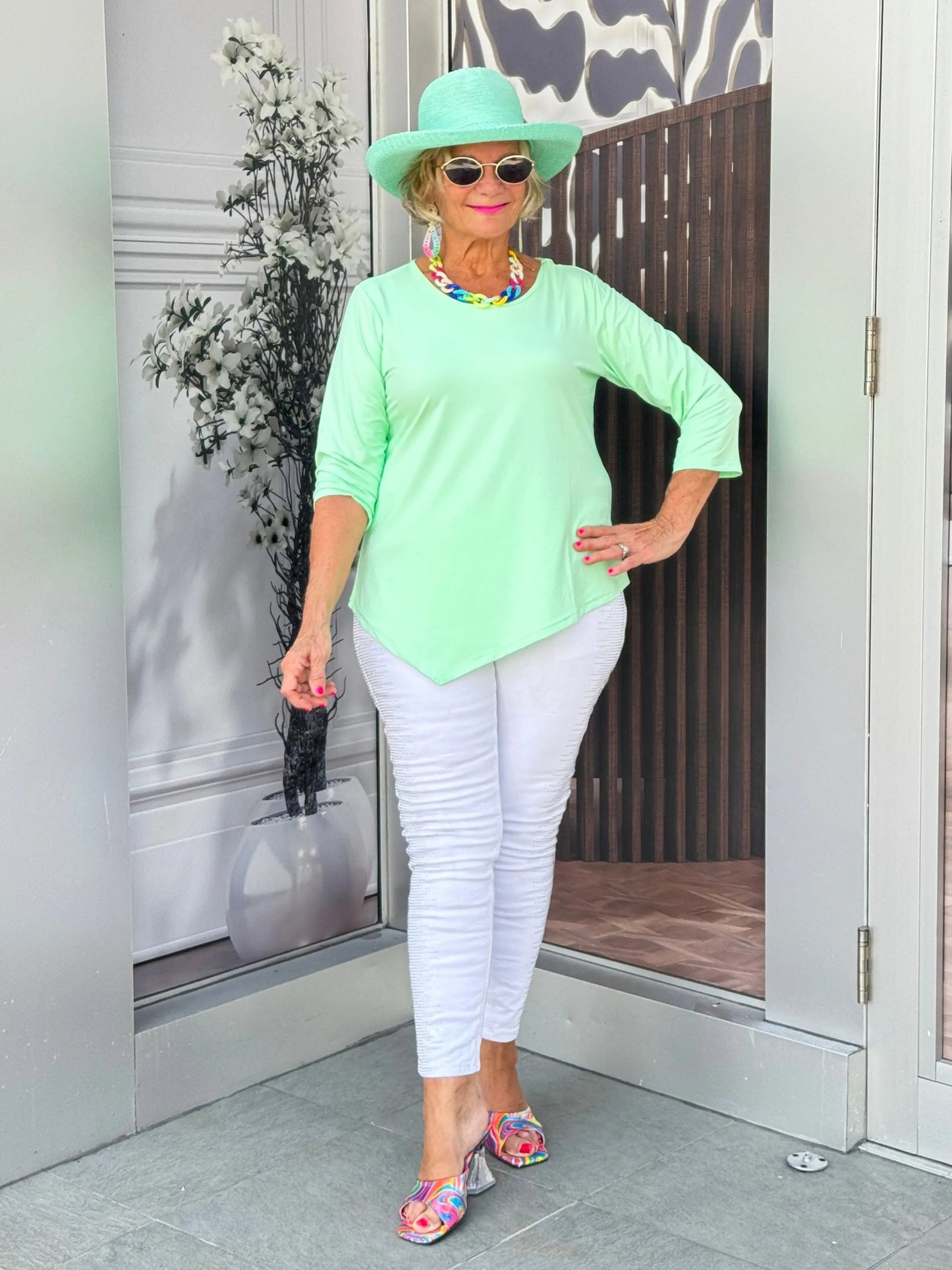 CLEAR LIME ASYMMETRIC TOP