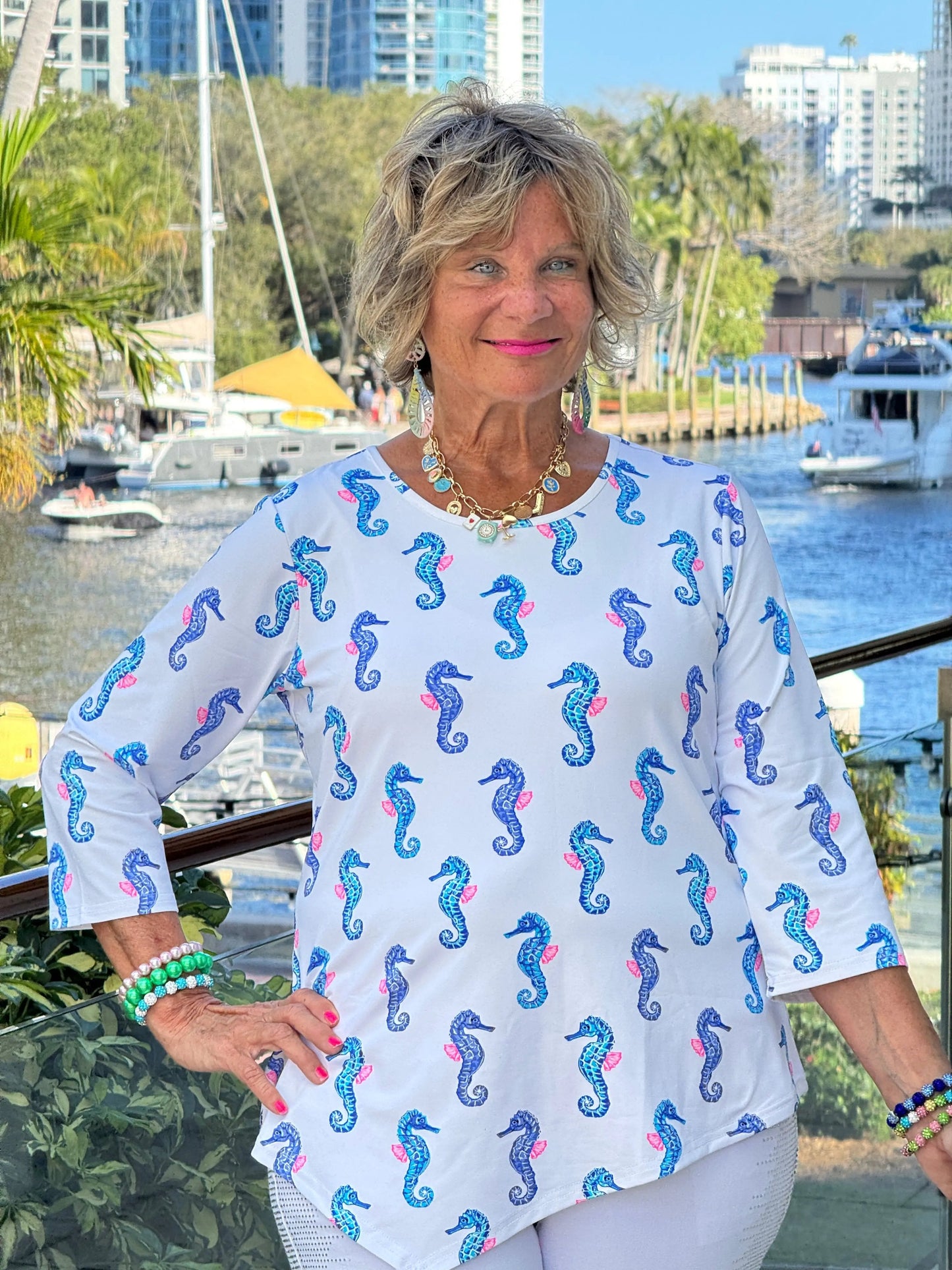 LULU B SHORELINE CHARM ASYMMETRIC TOP