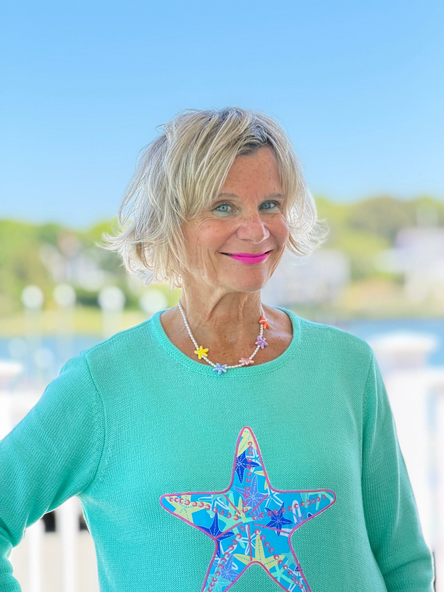 BEACH CLUB SEAFOAM STARFISH SWEATER