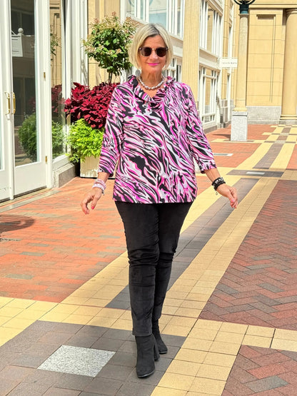 LULU-B PINK SIZZLE RUFFLE TOP