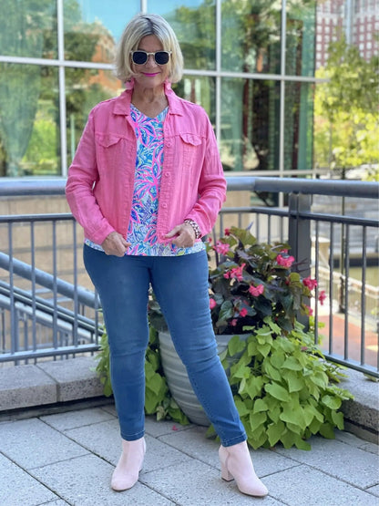 LULU B FLAMINGO PINK LINEN JACKET