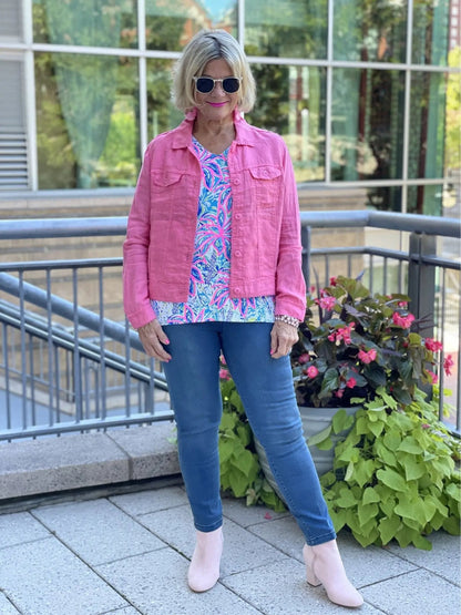 LULU B FLAMINGO PINK LINEN JACKET