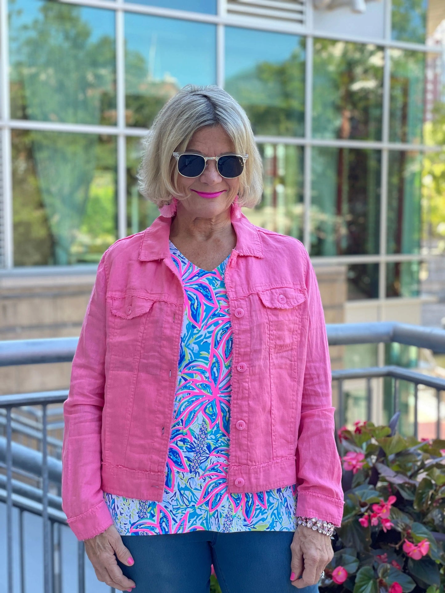LULU B FLAMINGO PINK LINEN JACKET