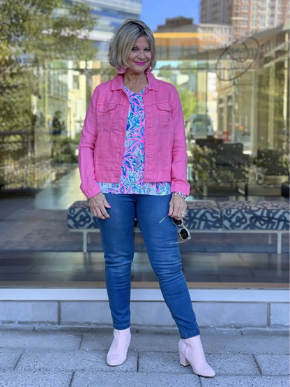 LULU B FLAMINGO PINK LINEN JACKET