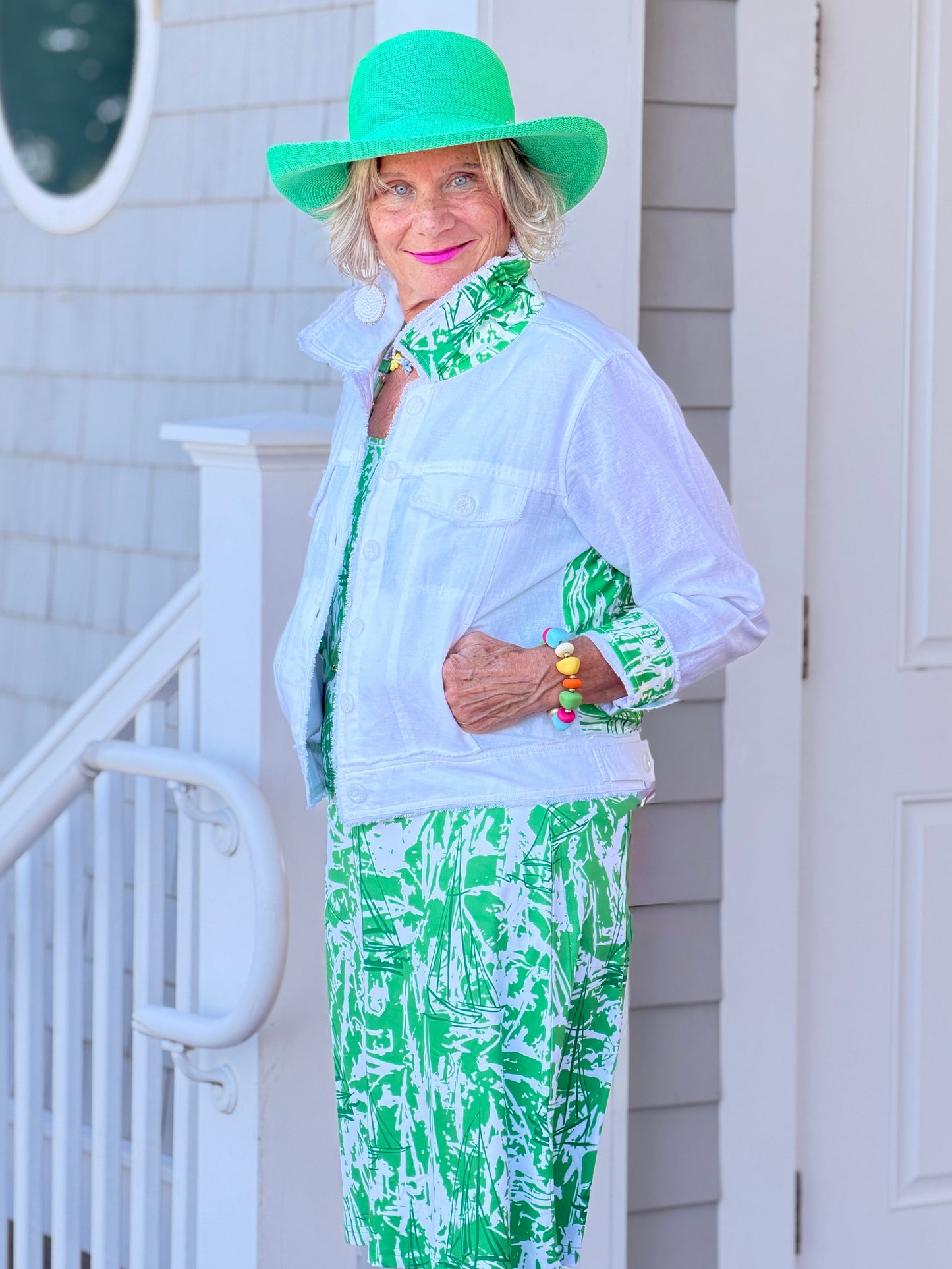 HARBOR  LIGHTS SAILBOAT GREEN MAXI DRESS