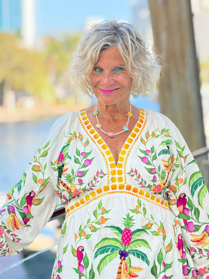 Bohemian V-neck three-quarter sleeve mini dress/ TUNIC