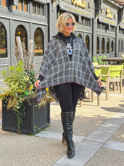Flannel Plaid Zip Front Poncho