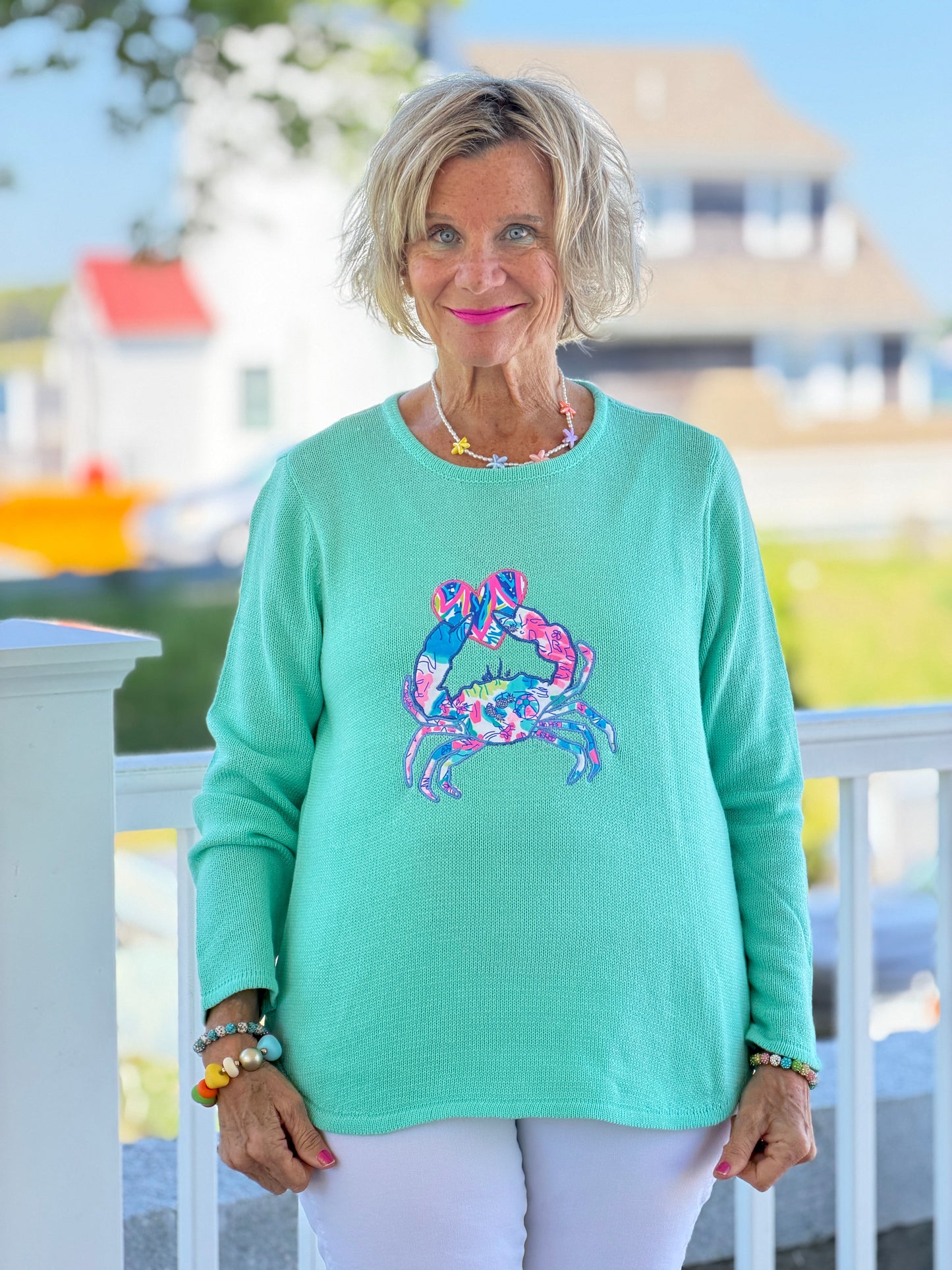 BEACH CLUB SEAFOAM CRAB SWEATER