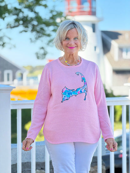BEACH CLUB PINK CAPE COD MAP SWEATER