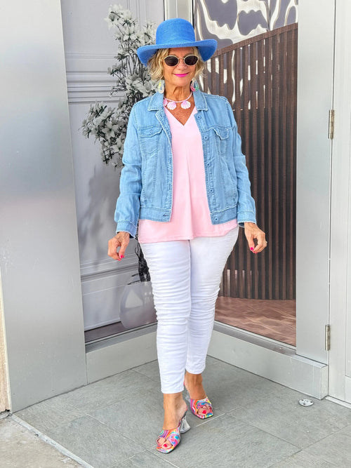 LULU-B CLEAR CHAMBRAY BLUE LINEN JACKET