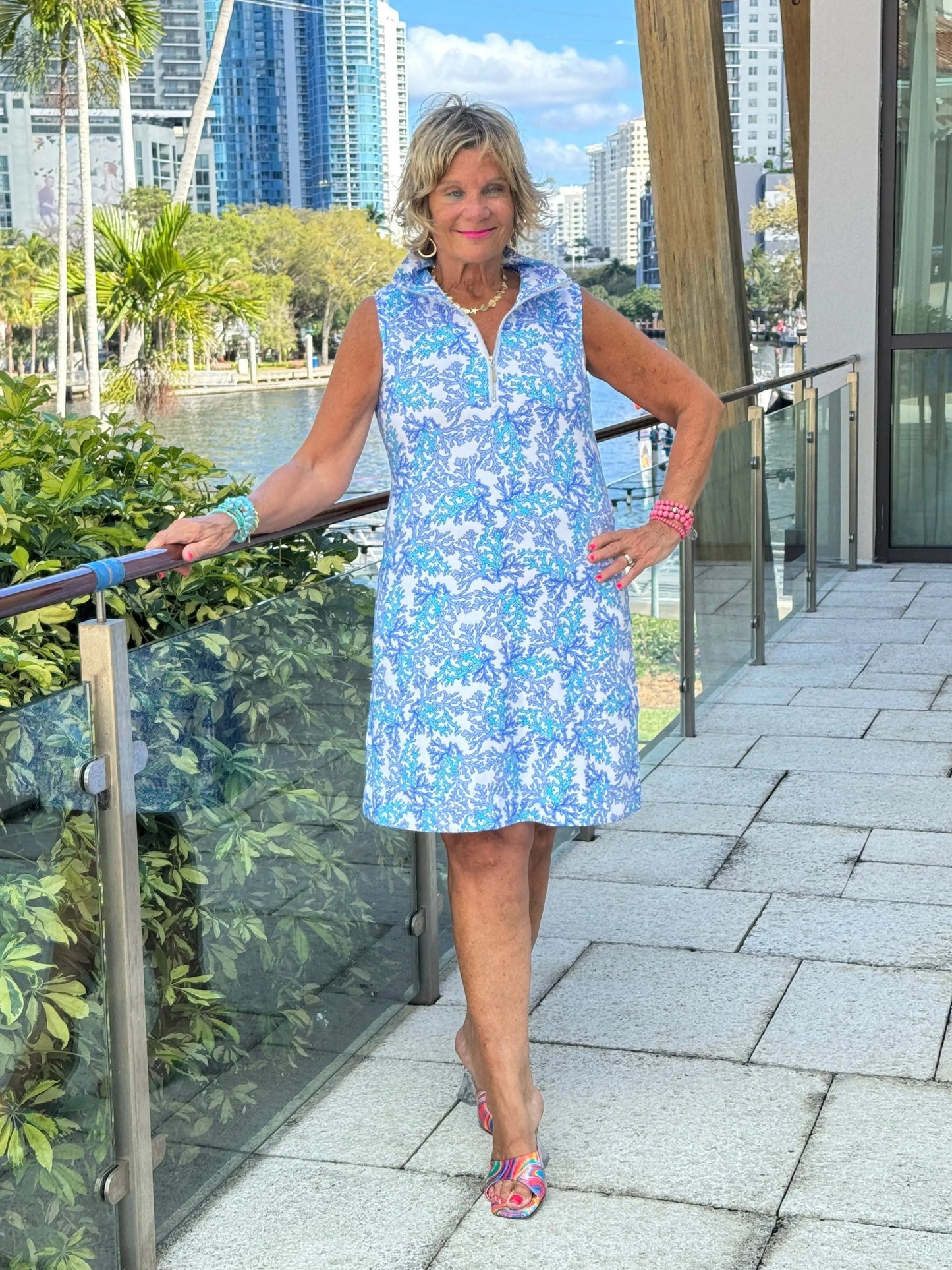 LULU B CORAL BREEZE ZIPPER SWING DRESS