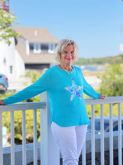 BEACH  CLUB AQUA STARFISH SWEATER