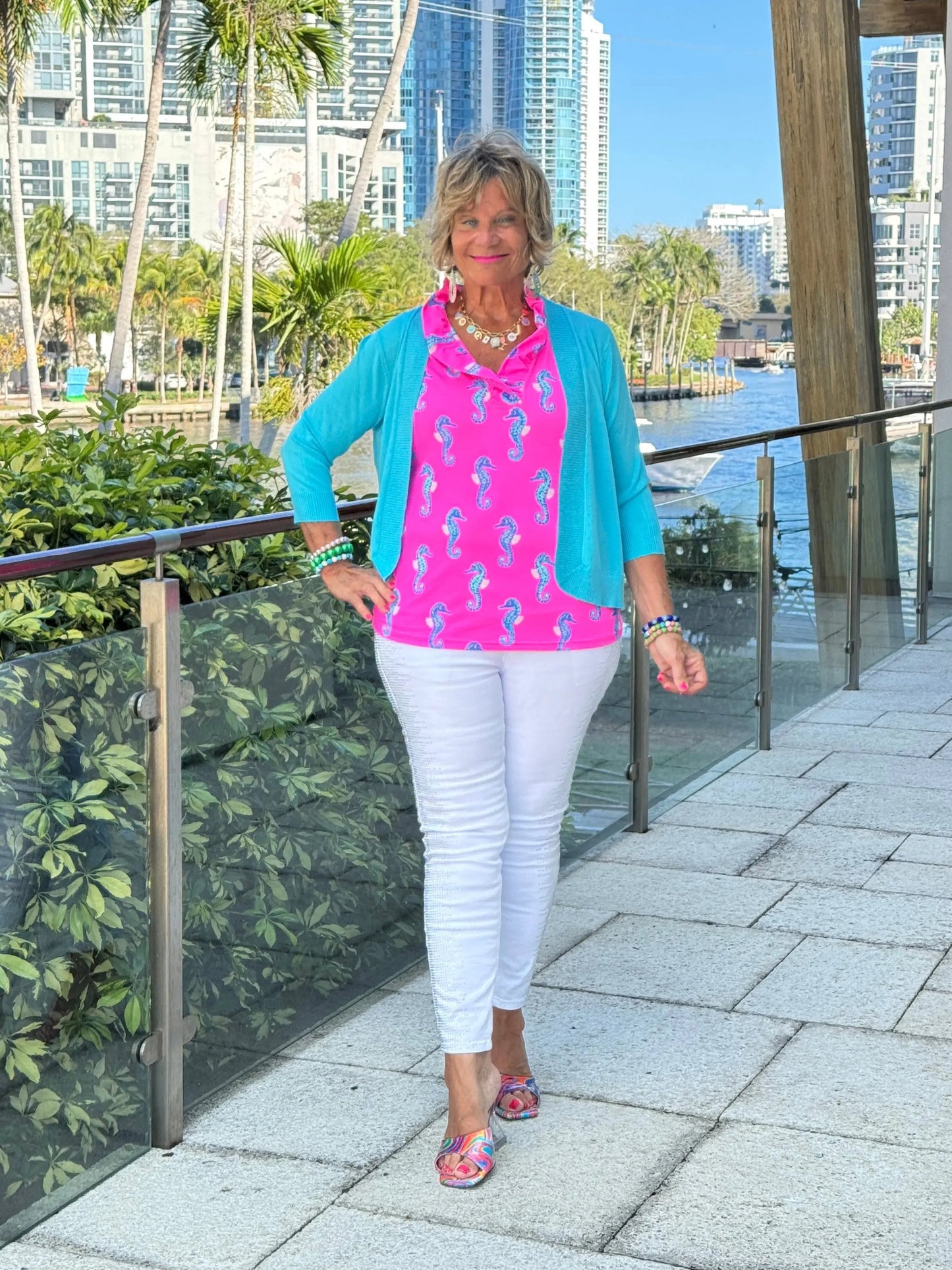 LULU B SEAHORSE BAY SLEEVELESS RUFFLE TOP