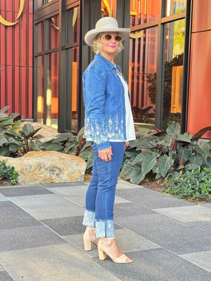DENIM LACE FLOWER JACKET