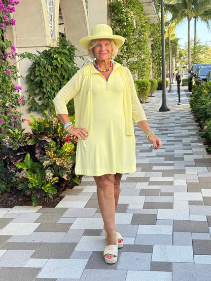 LULU-B SOLID HALF ZIPPER SUNSHINE SWING DRESS