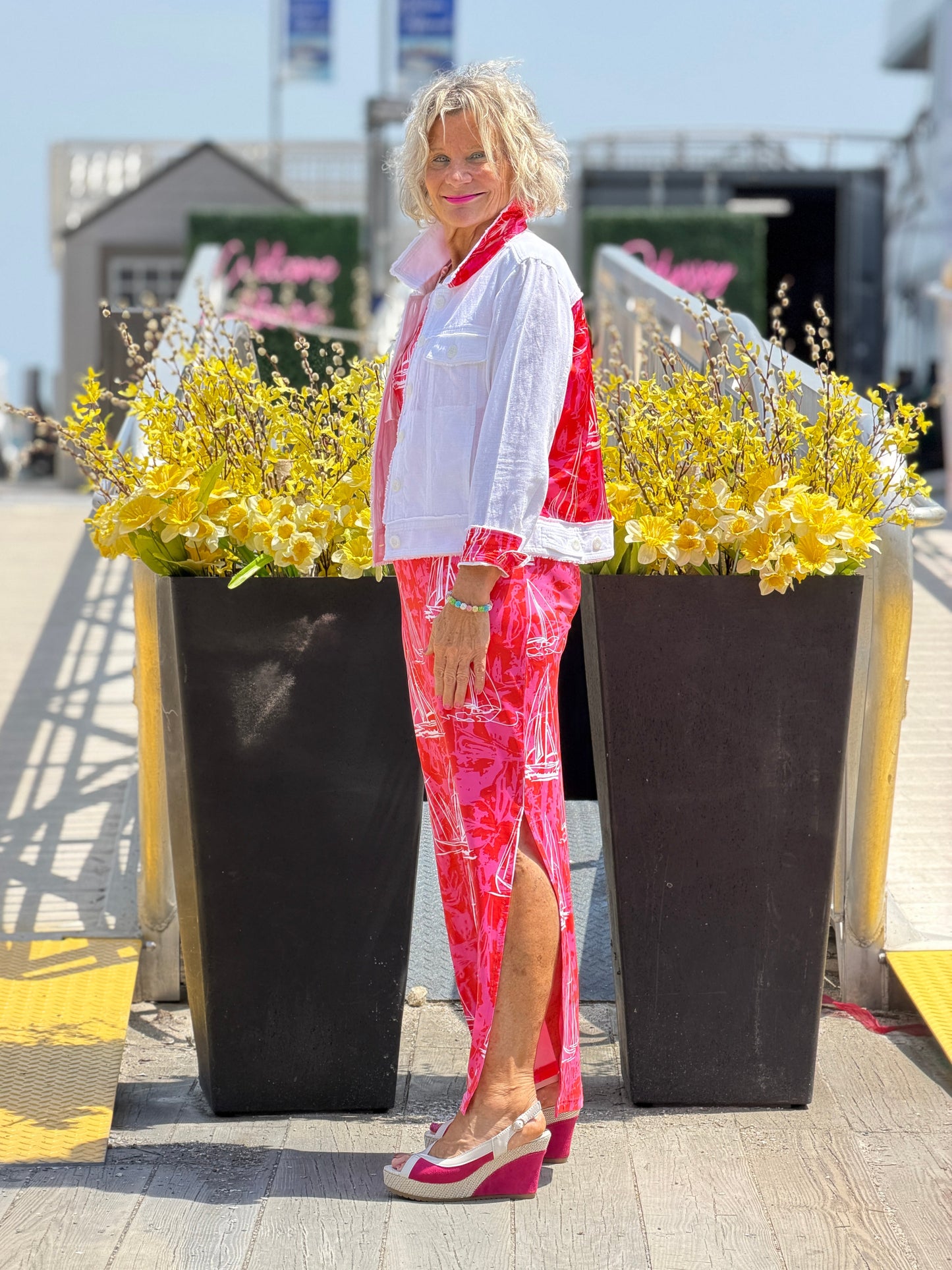 HARBOR LIGHTS RED  LINEN JACKET