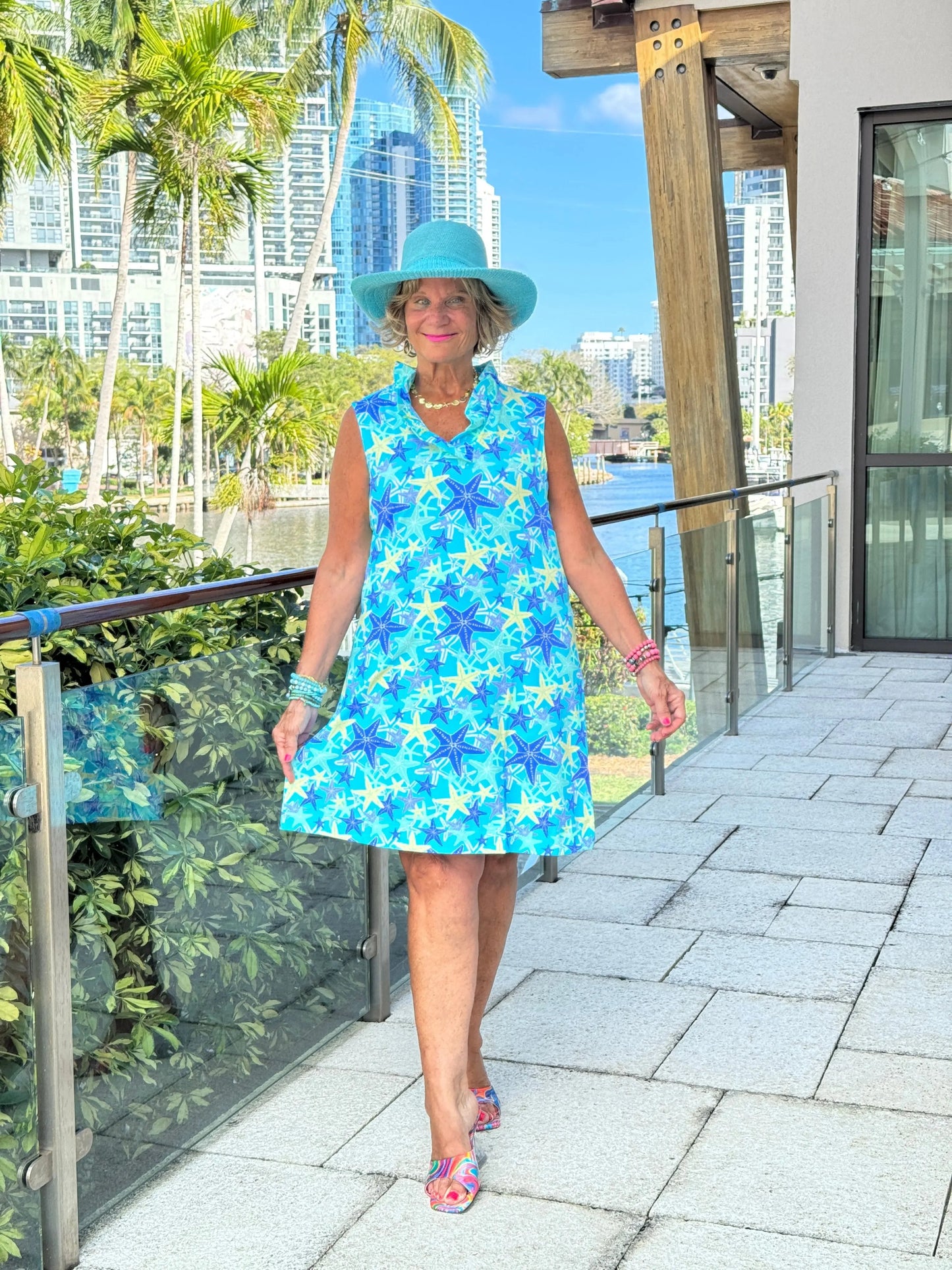 LULU B STARFISH SPLASH RUFFLE DRESS