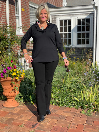 LULU-B BLACK RUFFLE TOP