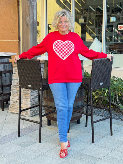 Gingham Heart Luxe Pullover