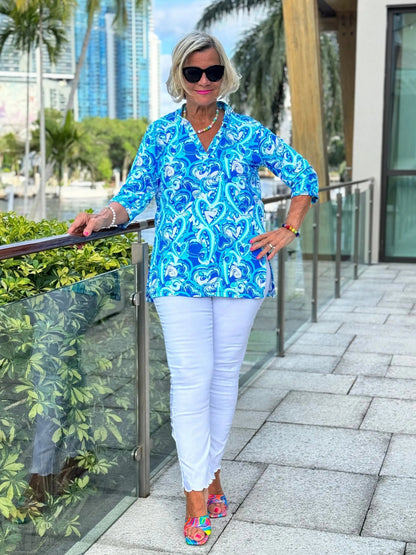 BLUE DREAMING HEARTS TUNIC