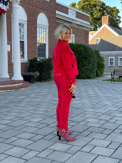 HOLIDAY RED VELOUR JACKET