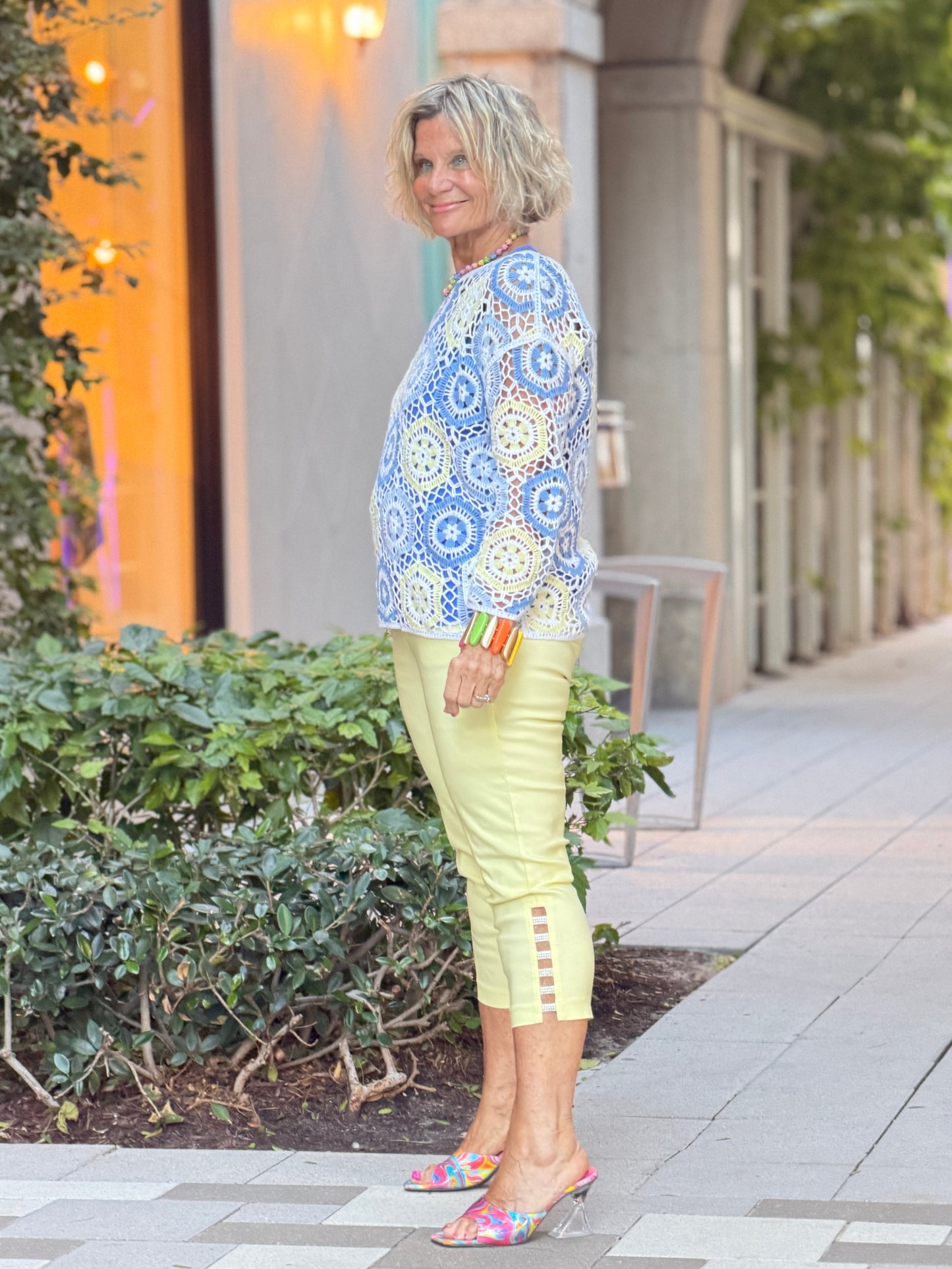 Azure Hexagon Crochet Sweater