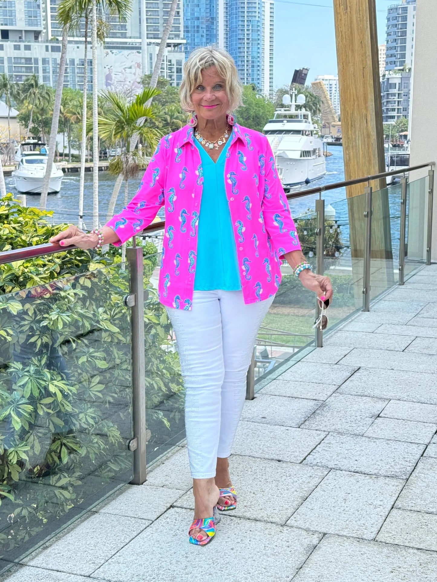 LULU B SEAHORSE BAY BUTTON UP SHIRT