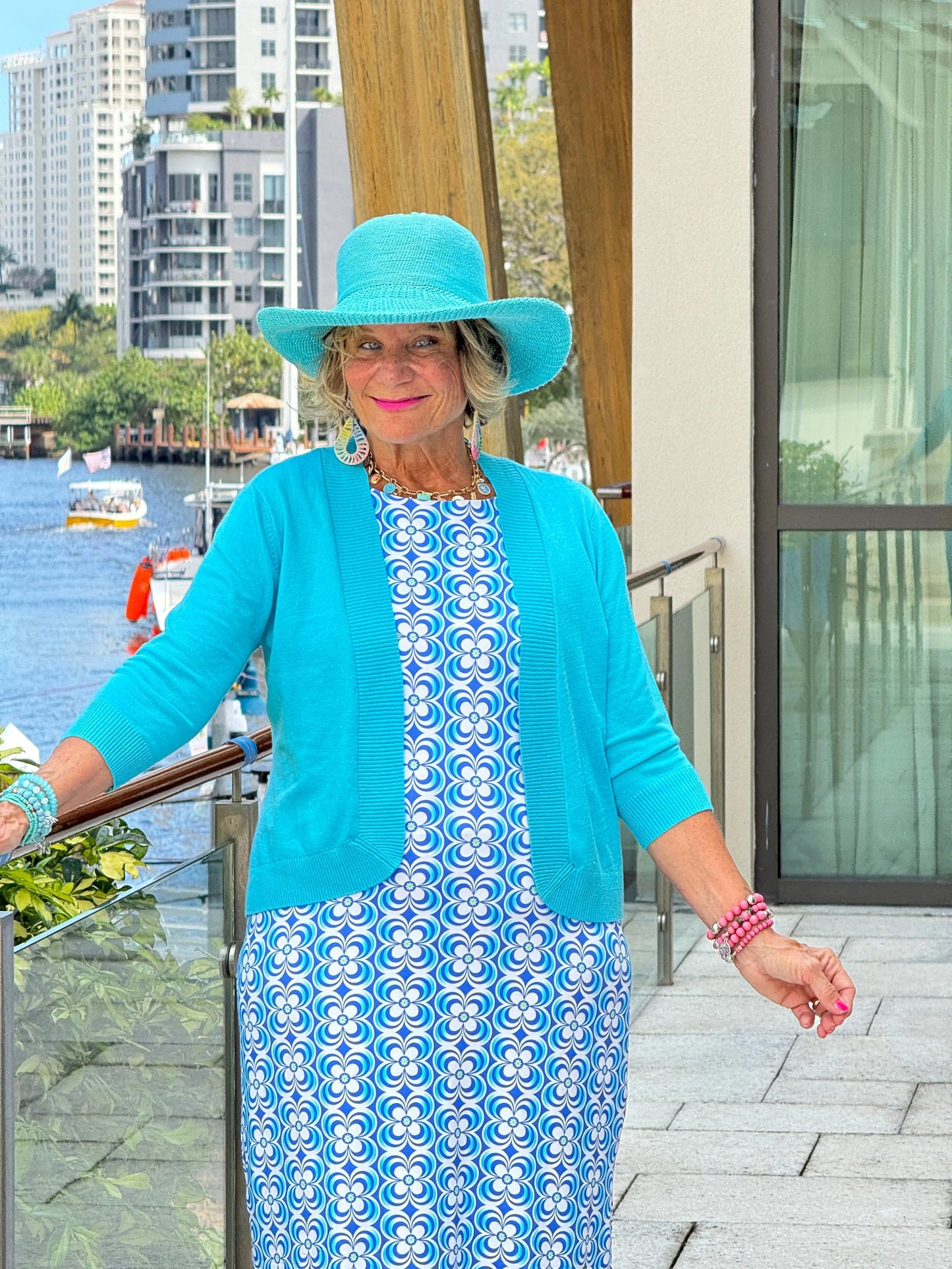 LULU B COASTAL BLOOM MIDI SHIFT MAXI DRESS