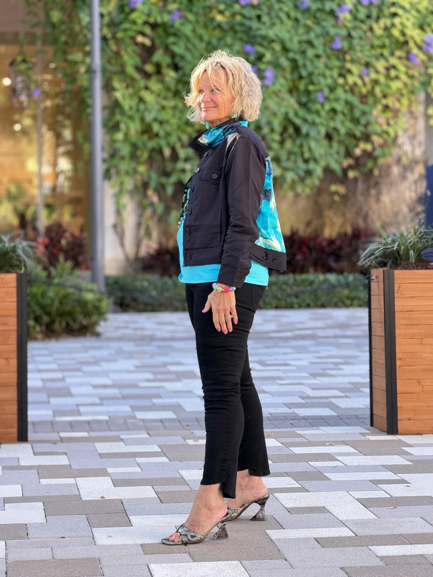 AQUA MARINE LINEN DESIGNER JACKET