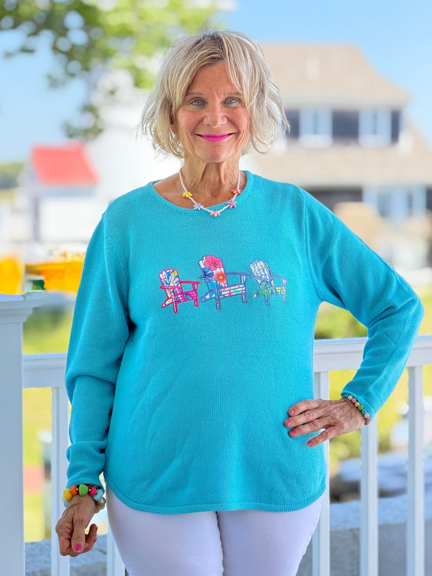 BEACH CLUB AQUA ADIRONDACK SWEATER