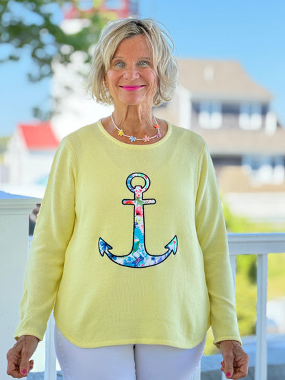 BEACH CLUB YELLOW CAPE COD ANCH0OR SWEATER