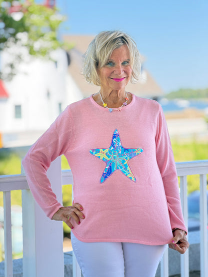 BEACH CLUB PINK STARFISH SWEATER