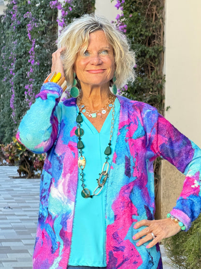COLOR WAVES OF FASHION CARDIGAN