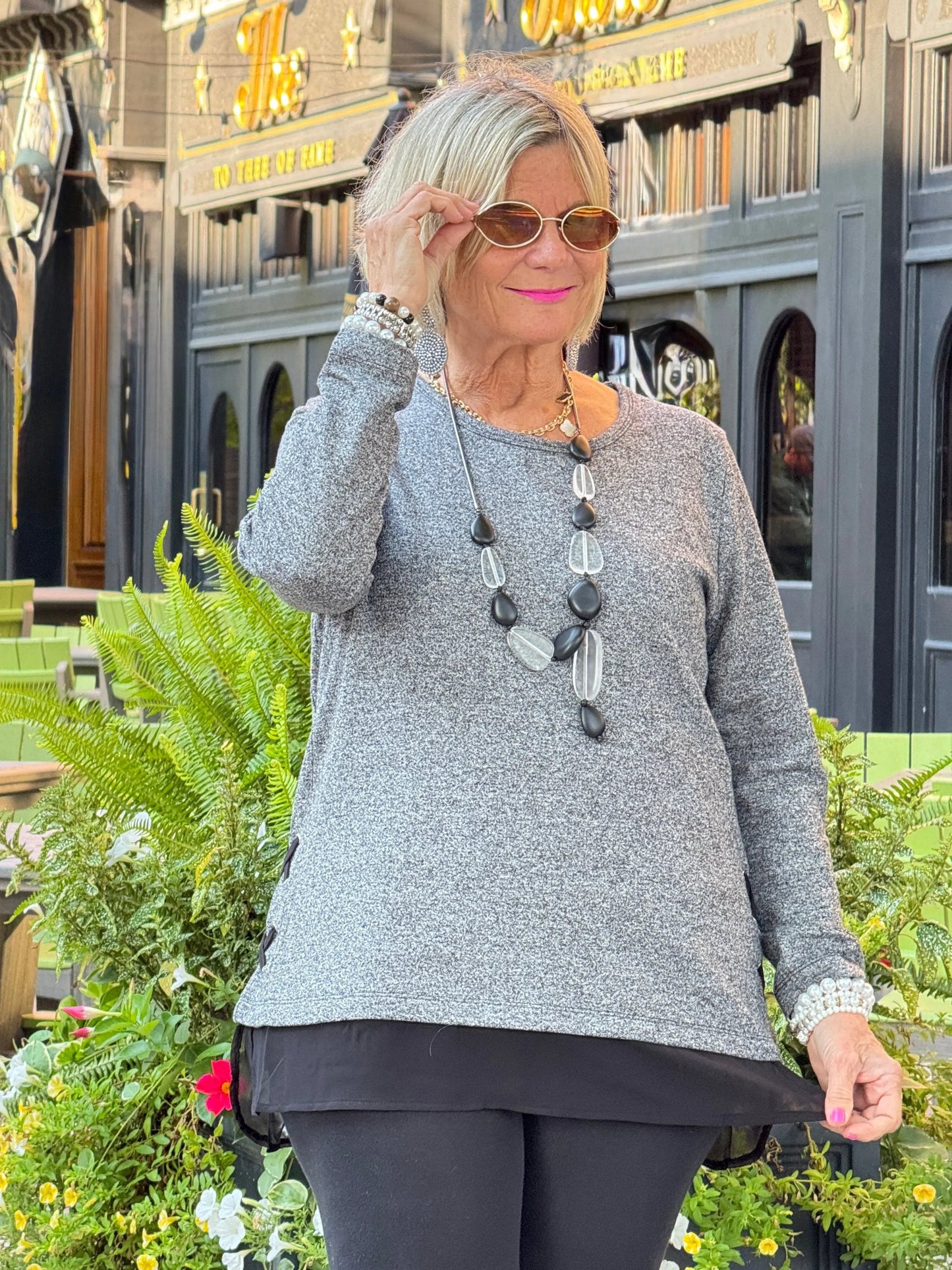 Crisscross Tunic with Sheer Hem